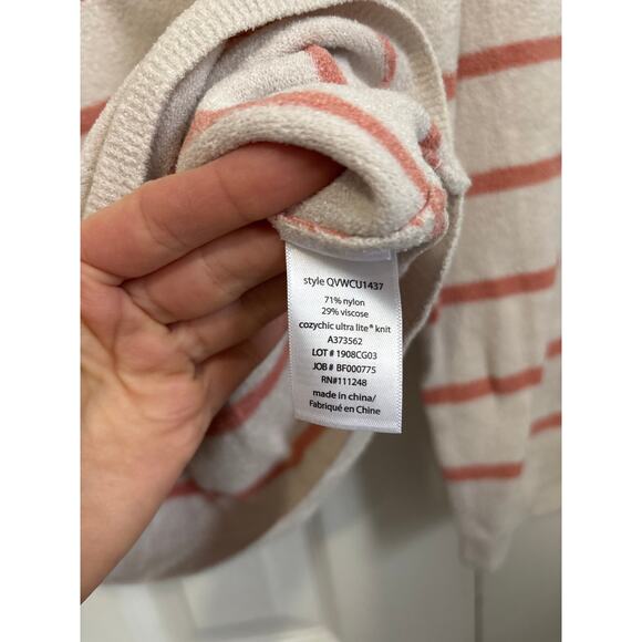 Barefoot Dreams Cozy Chic Ultra Lite Striped Pullover Soft Sweater XS - Picture 6 of 7